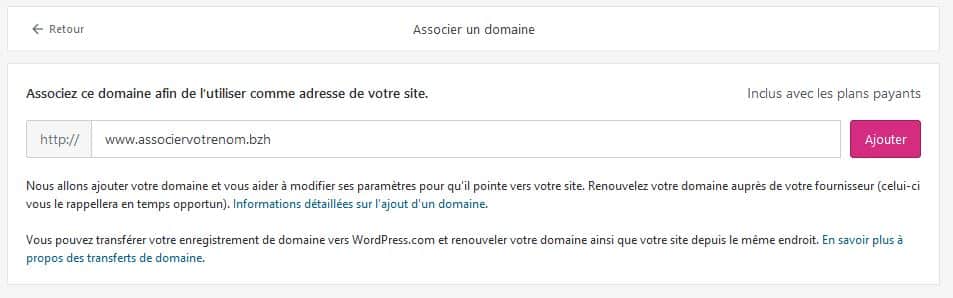 associer nom de domaine bzh WordPress 5