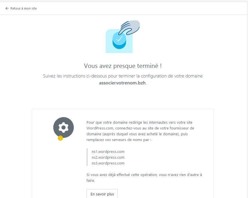 associer nom de domaine bzh WordPress 7